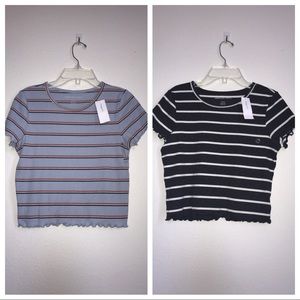 2 AEO Ribbed lettuce edge baby tees